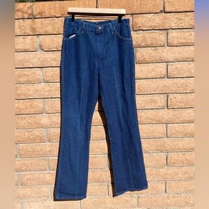 Vintage 70s-80s Rustler Bootcut Jeans – Made in USA – Dark Wash Denim 36x34